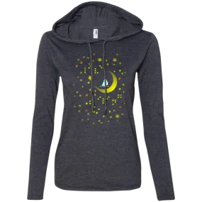 Moon Sailing on 887L Anvil Ladies' LS T-Shirt Hoodie