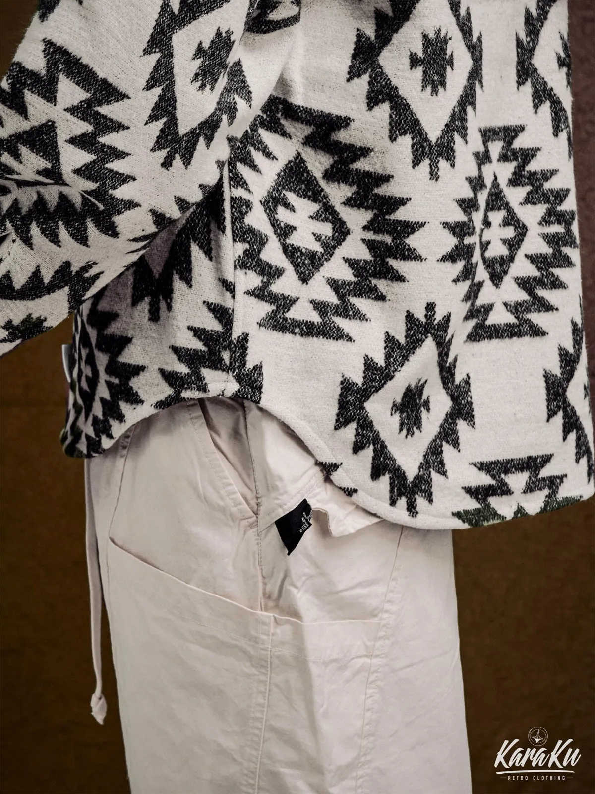 Navajo Pattern Wool Blend Overshirt