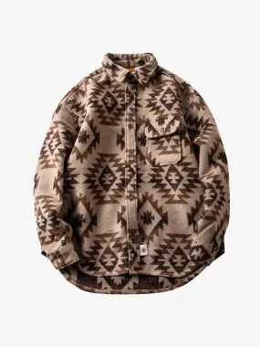 Navajo Pattern Wool Blend Overshirt