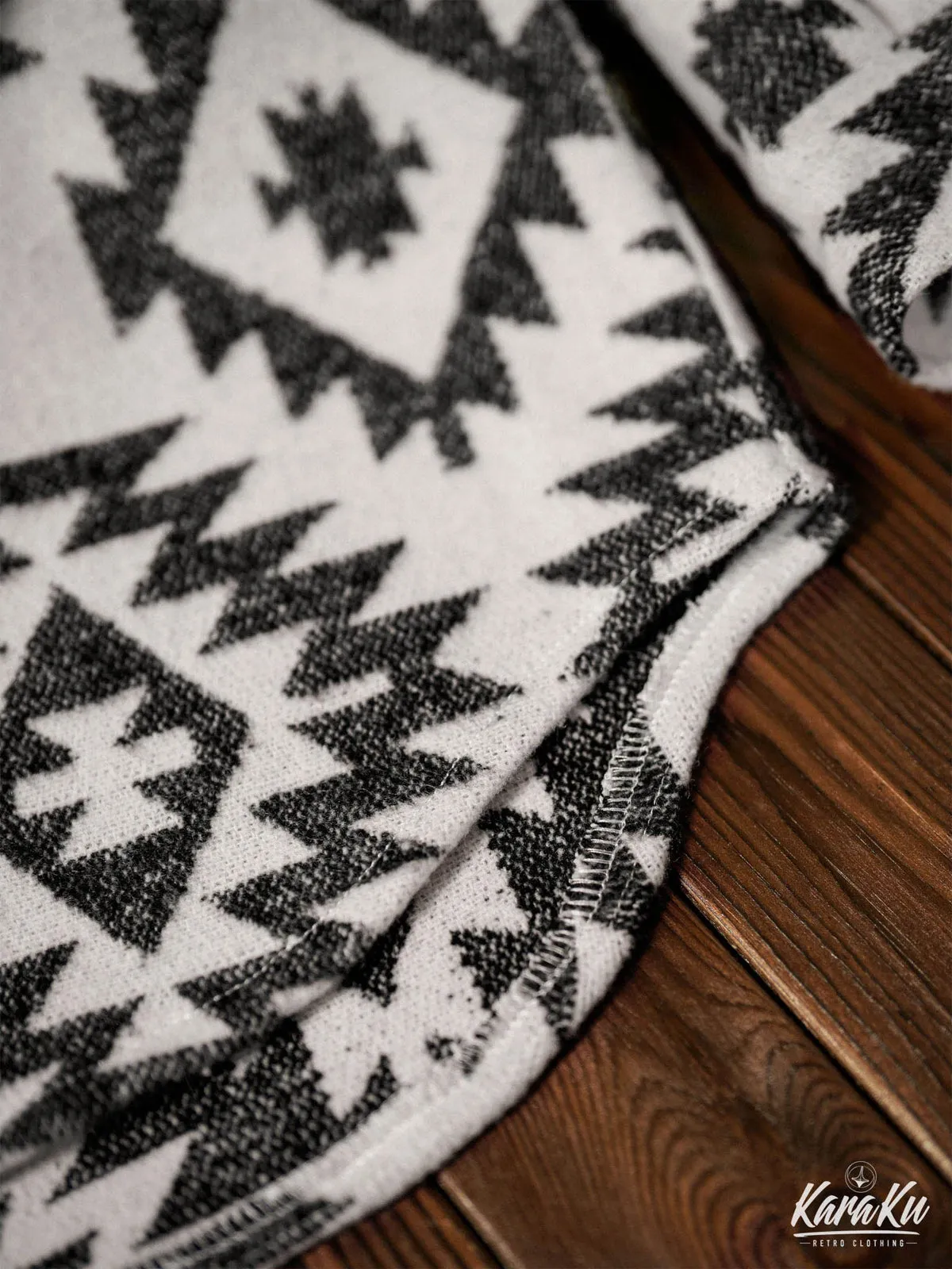 Navajo Pattern Wool Blend Overshirt