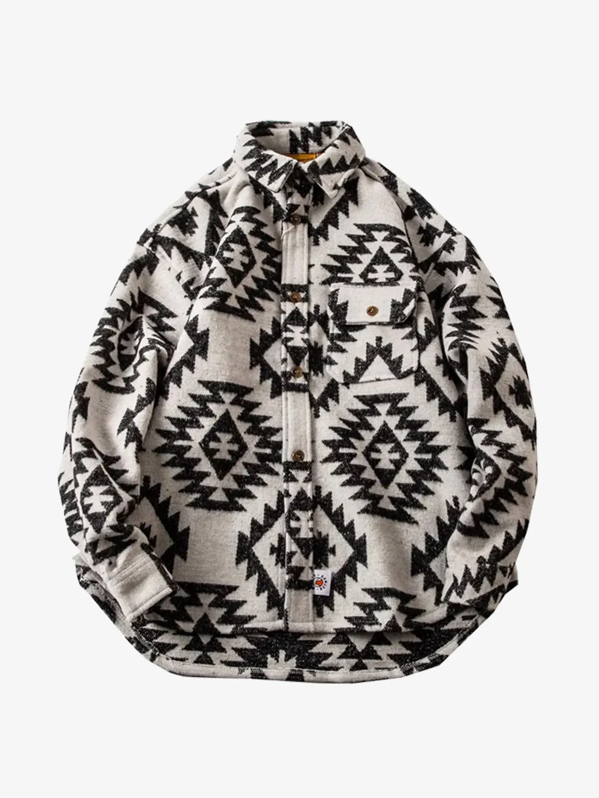 Navajo Pattern Wool Blend Overshirt