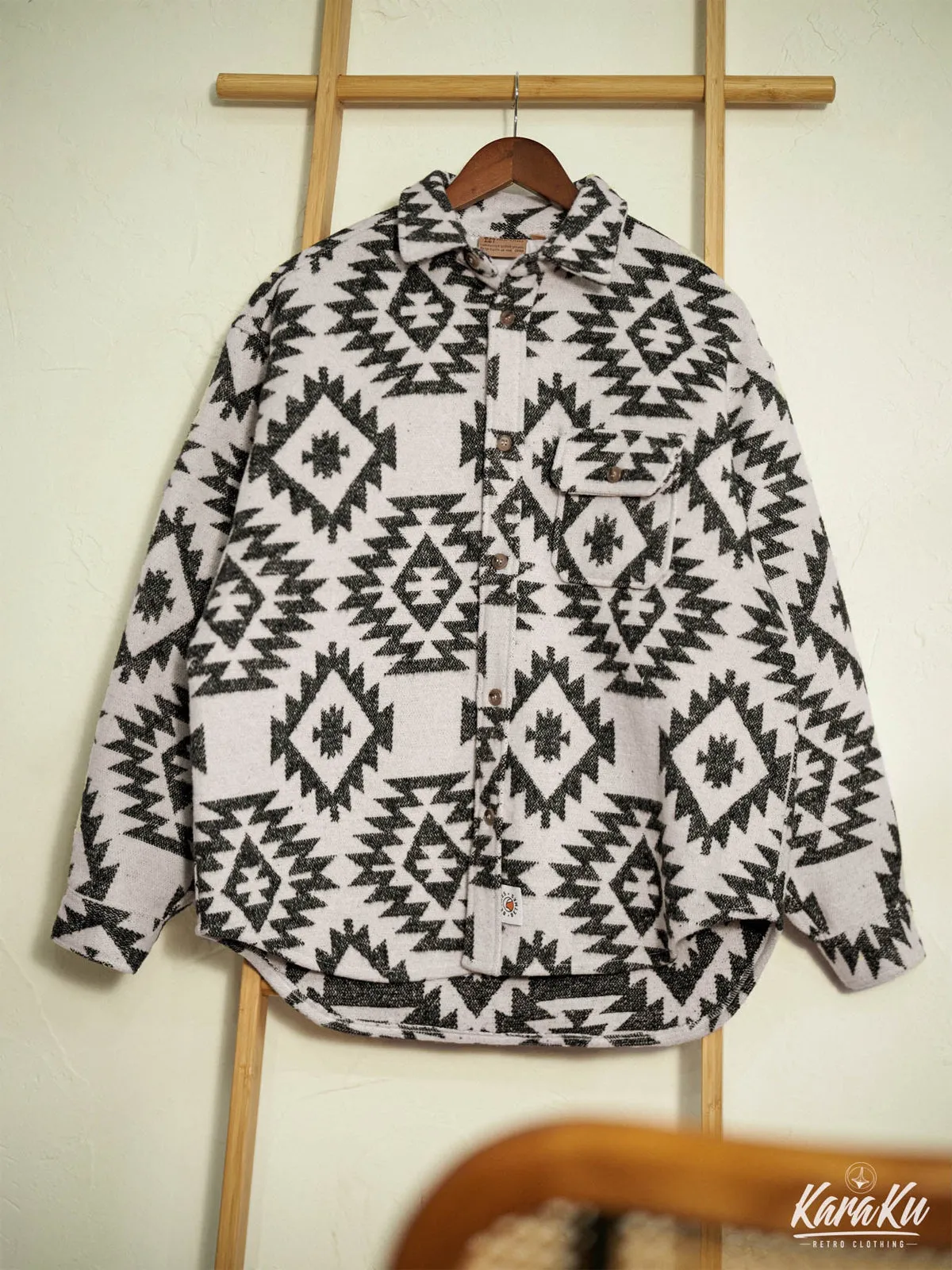 Navajo Pattern Wool Blend Overshirt