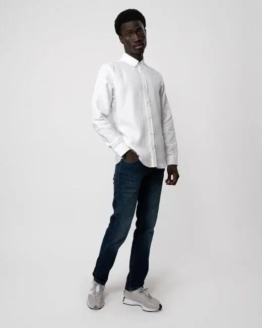 Ognon Long Sleeve Cotton Lyocell Script Shirt White