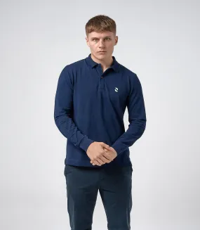 Omnitau Men's Prime Organic Cotton Long Sleeve Polo Shirt - French Navy
