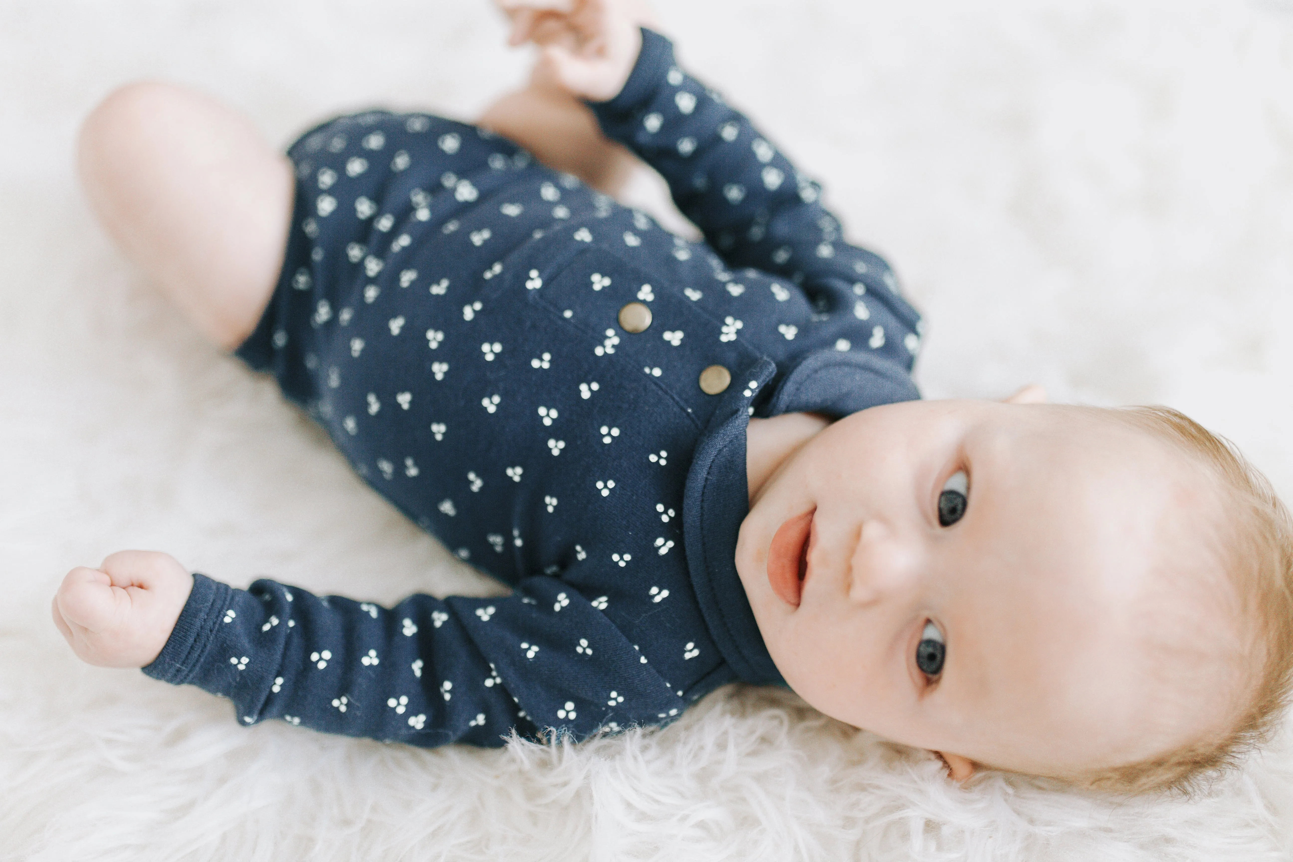 Organic Polo Bodysuit in Abyss Dots
