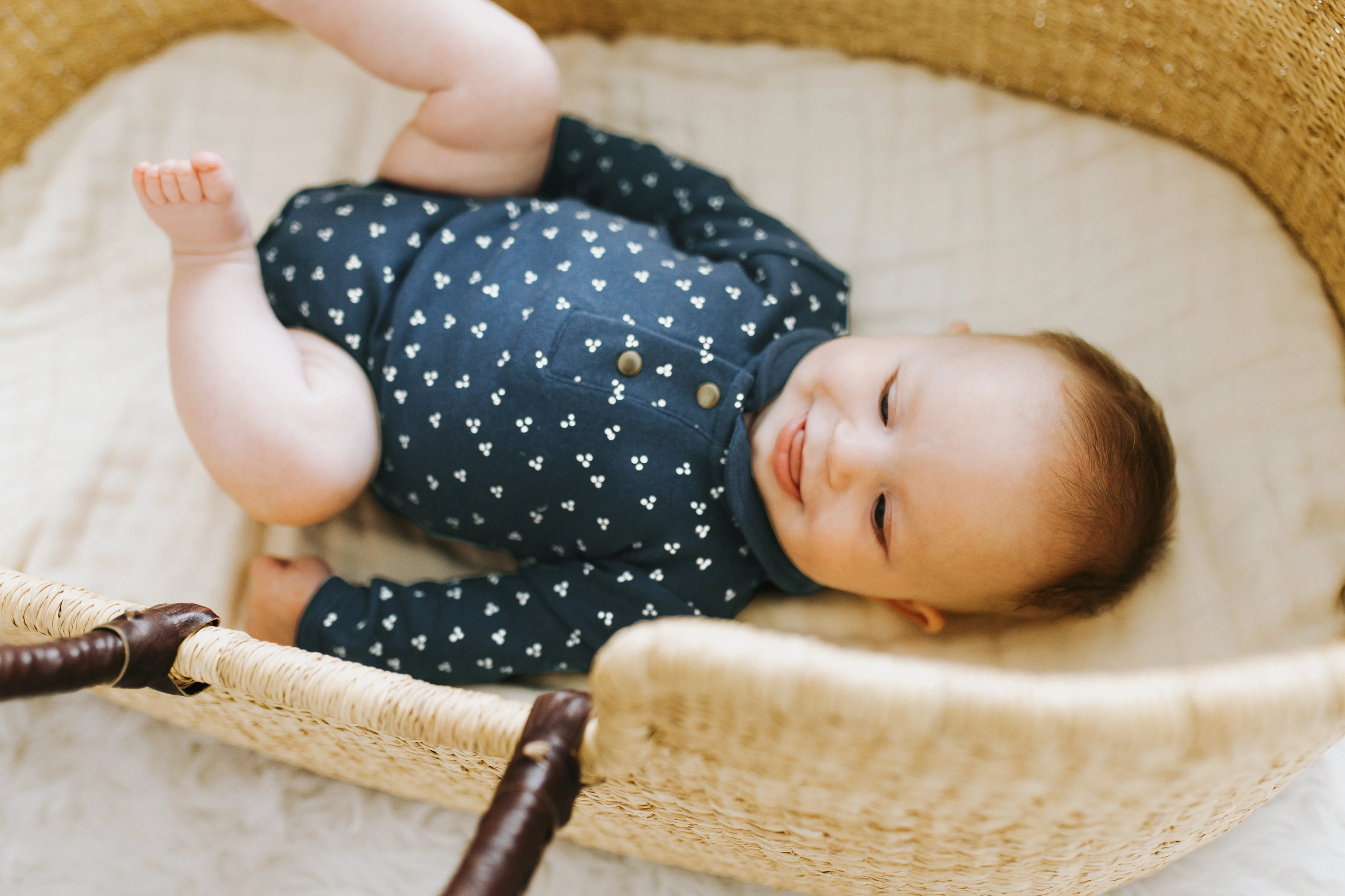 Organic Polo Bodysuit in Abyss Dots