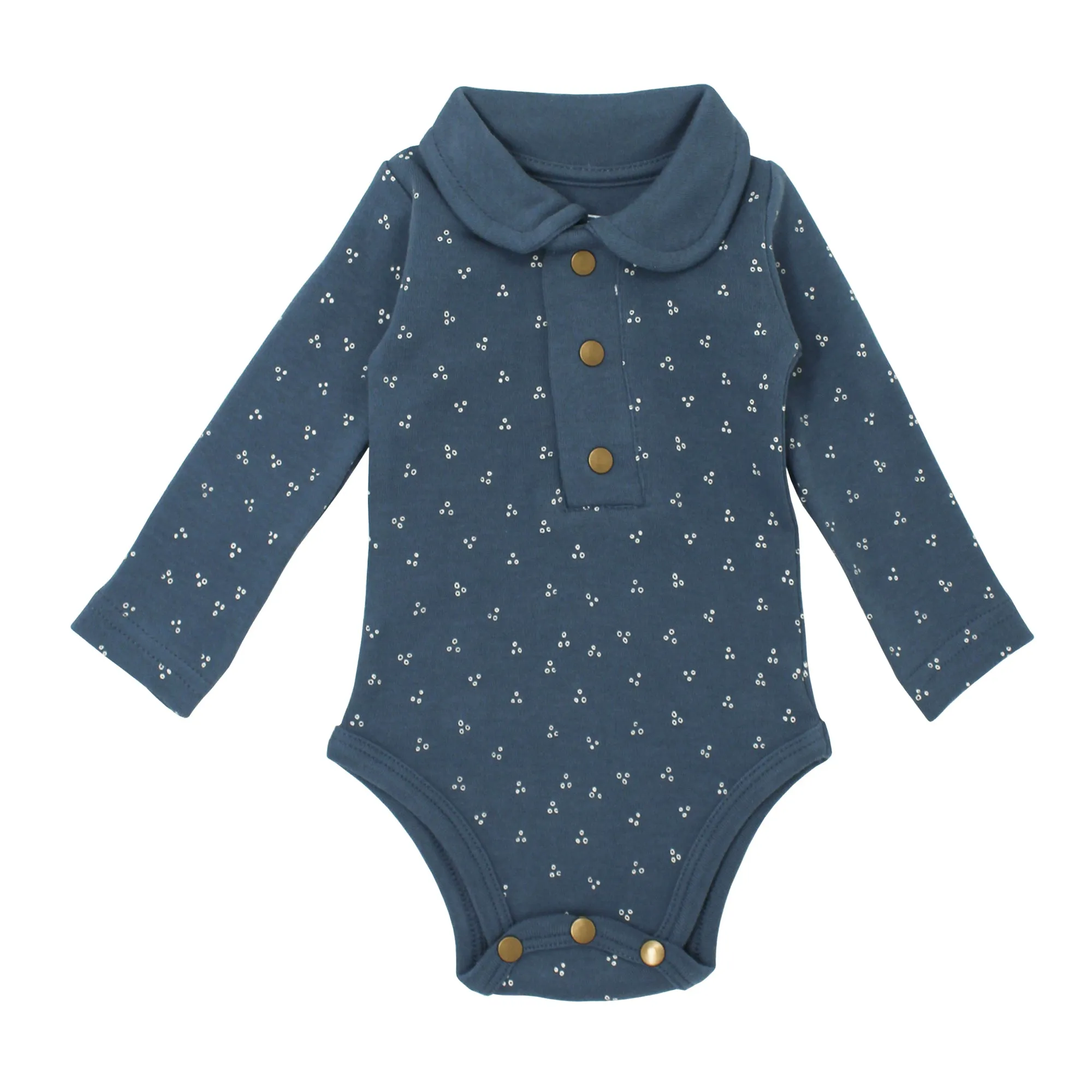 Organic Polo Bodysuit in Abyss Dots