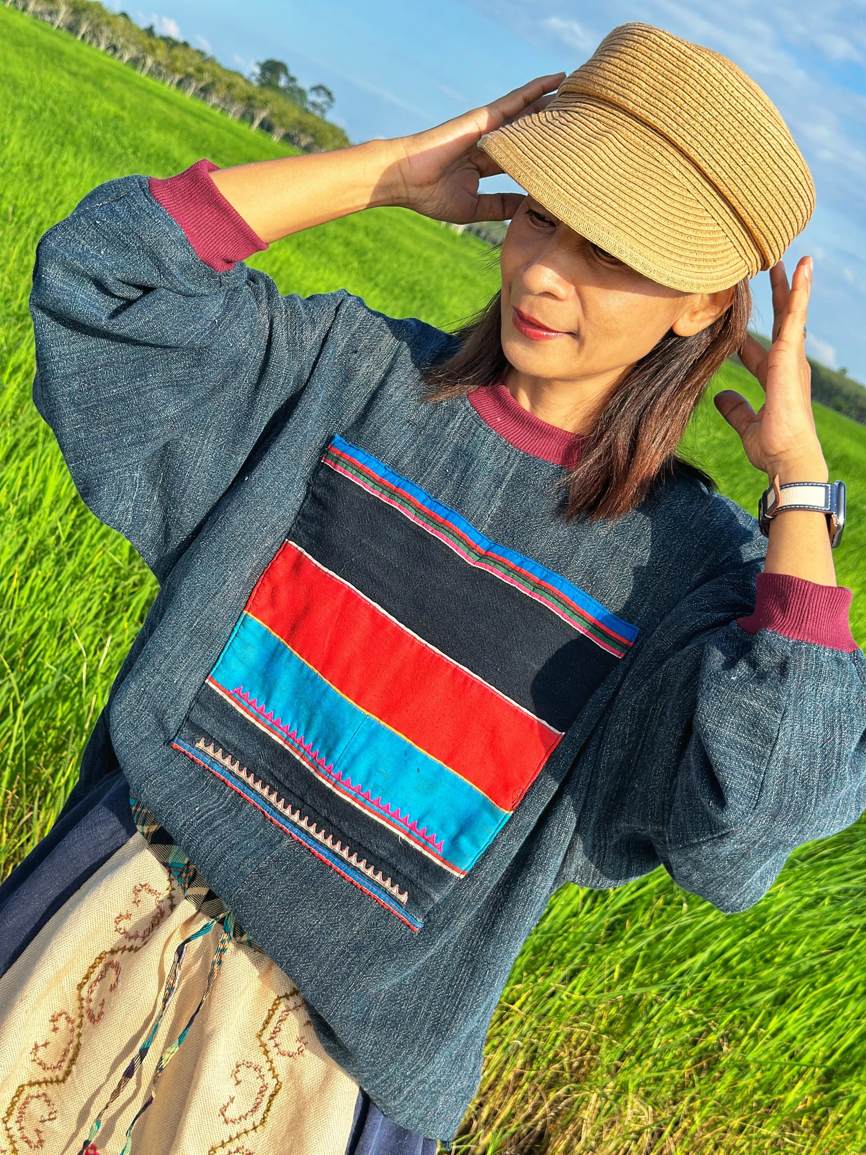 Patchwork Hemp Sweater