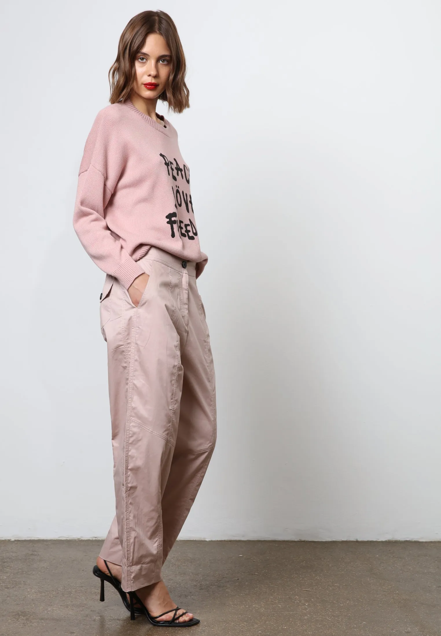 PEACE JUMPER DUSTY PINK & WHITE