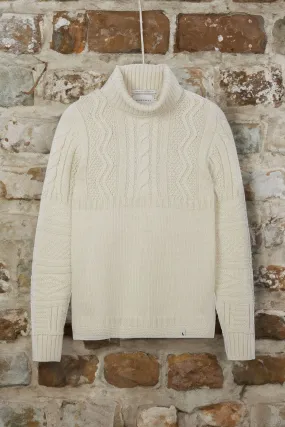 Peregrine - Fisherman Roll Neck Jumper in Ecru