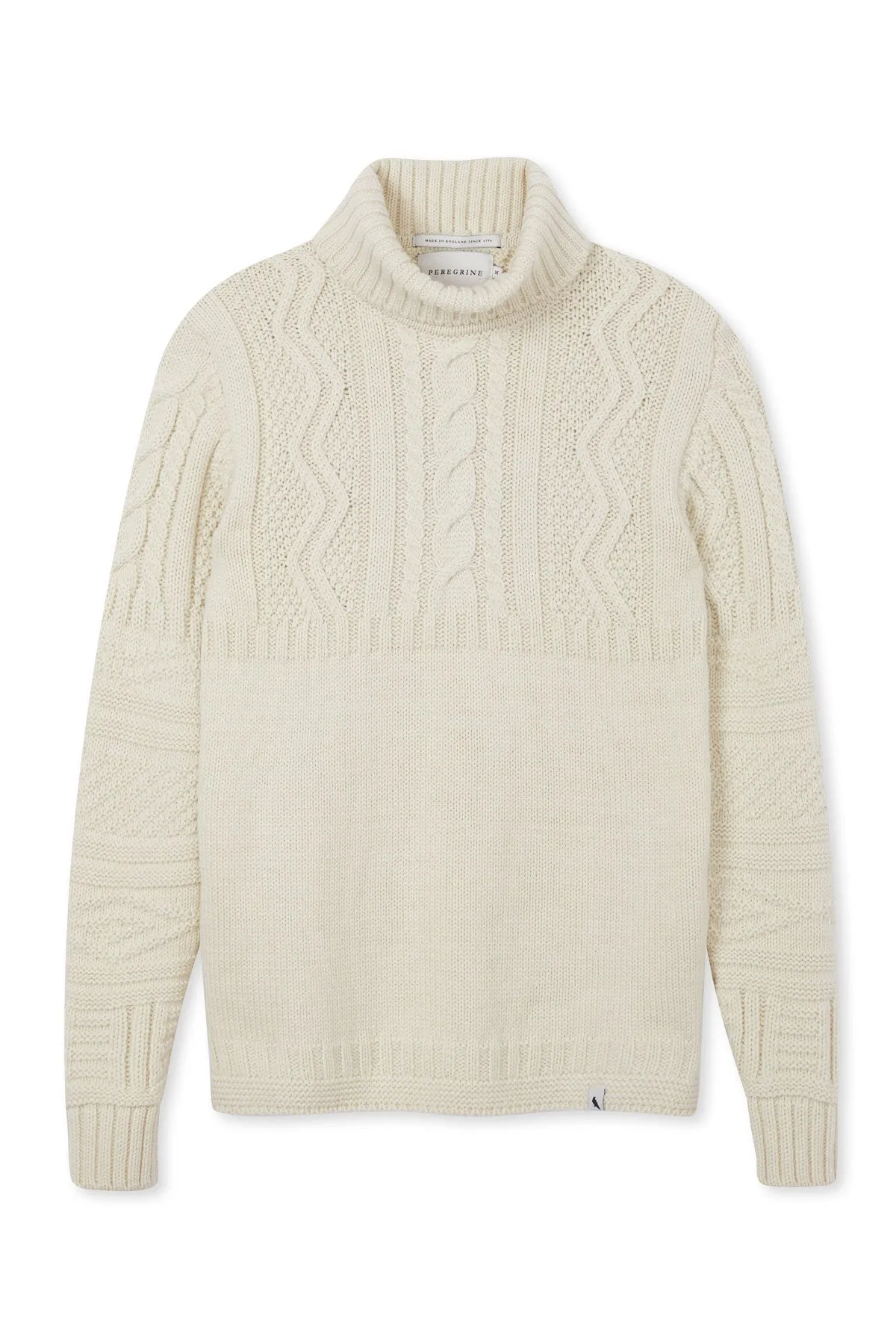 Peregrine - Fisherman Roll Neck Jumper in Ecru