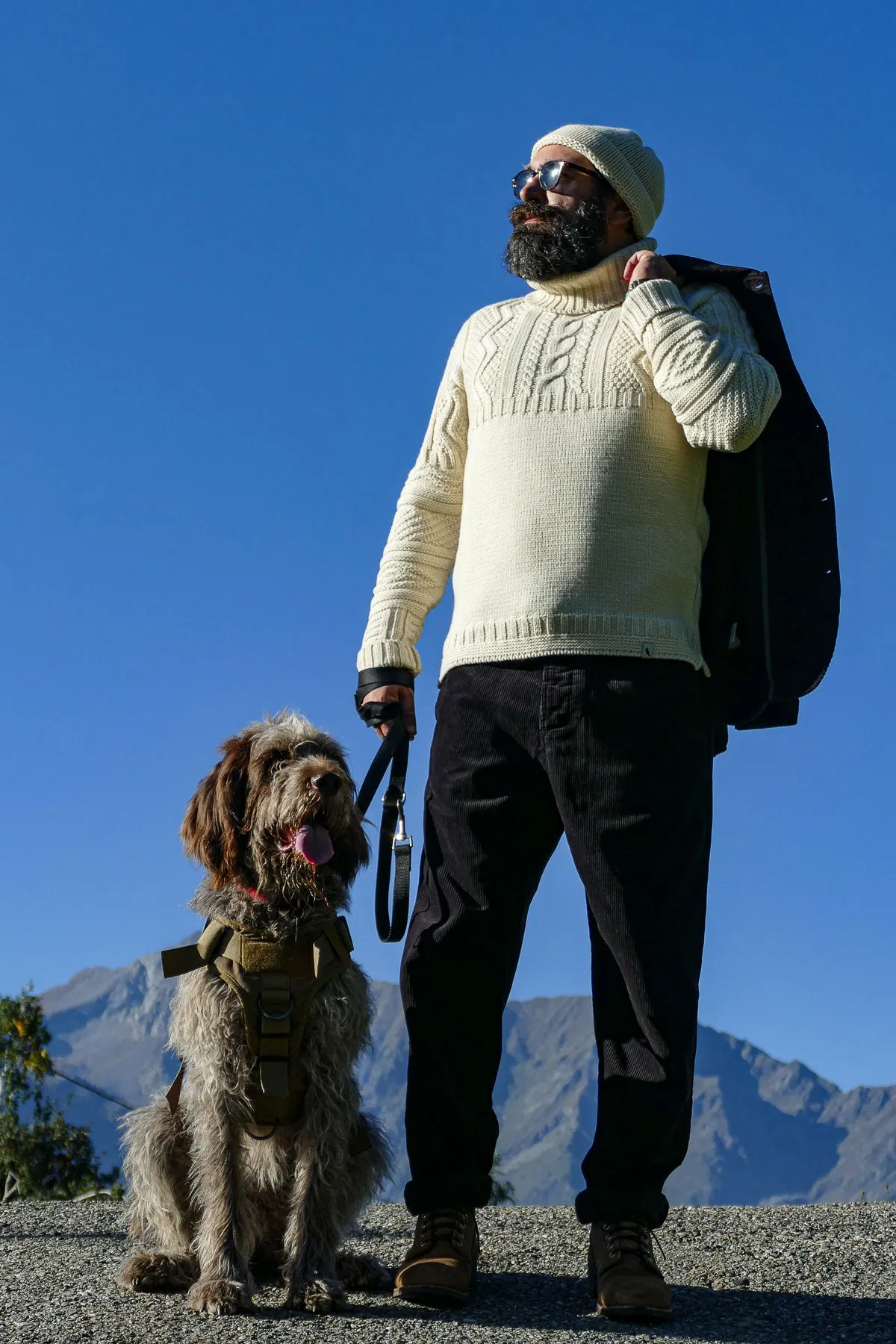 Peregrine - Fisherman Roll Neck Jumper in Ecru