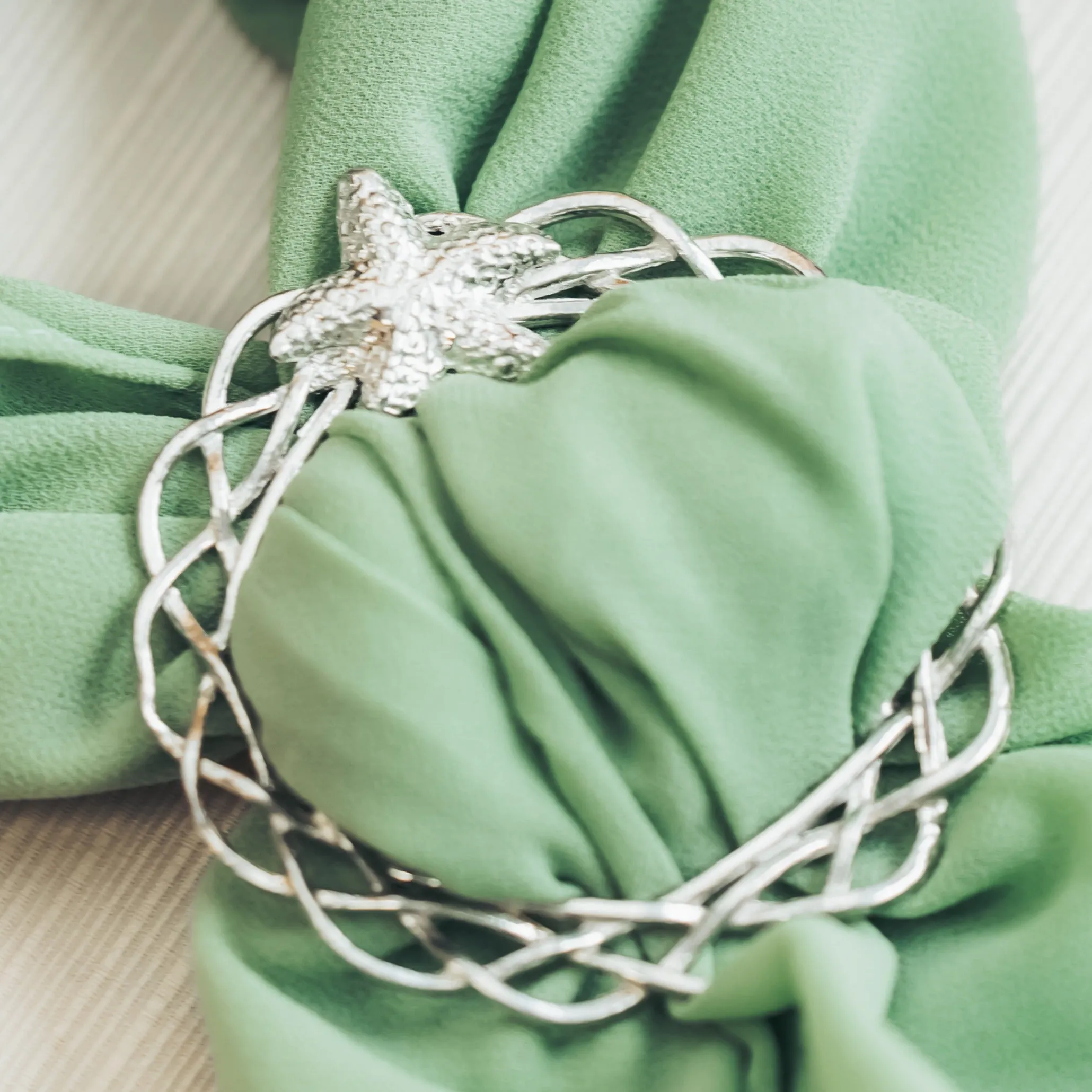 Pewter Dogwood Scarf Ring - Flower Scarf Slide for Scarves - Plain or Reversible with Starfish