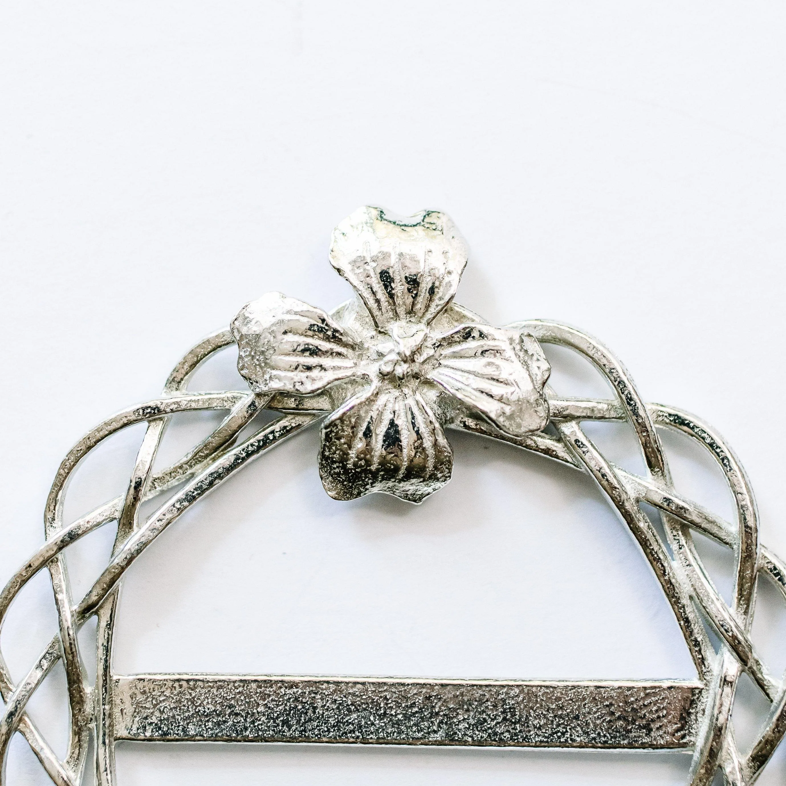 Pewter Dogwood Scarf Ring - Flower Scarf Slide for Scarves - Plain or Reversible with Starfish