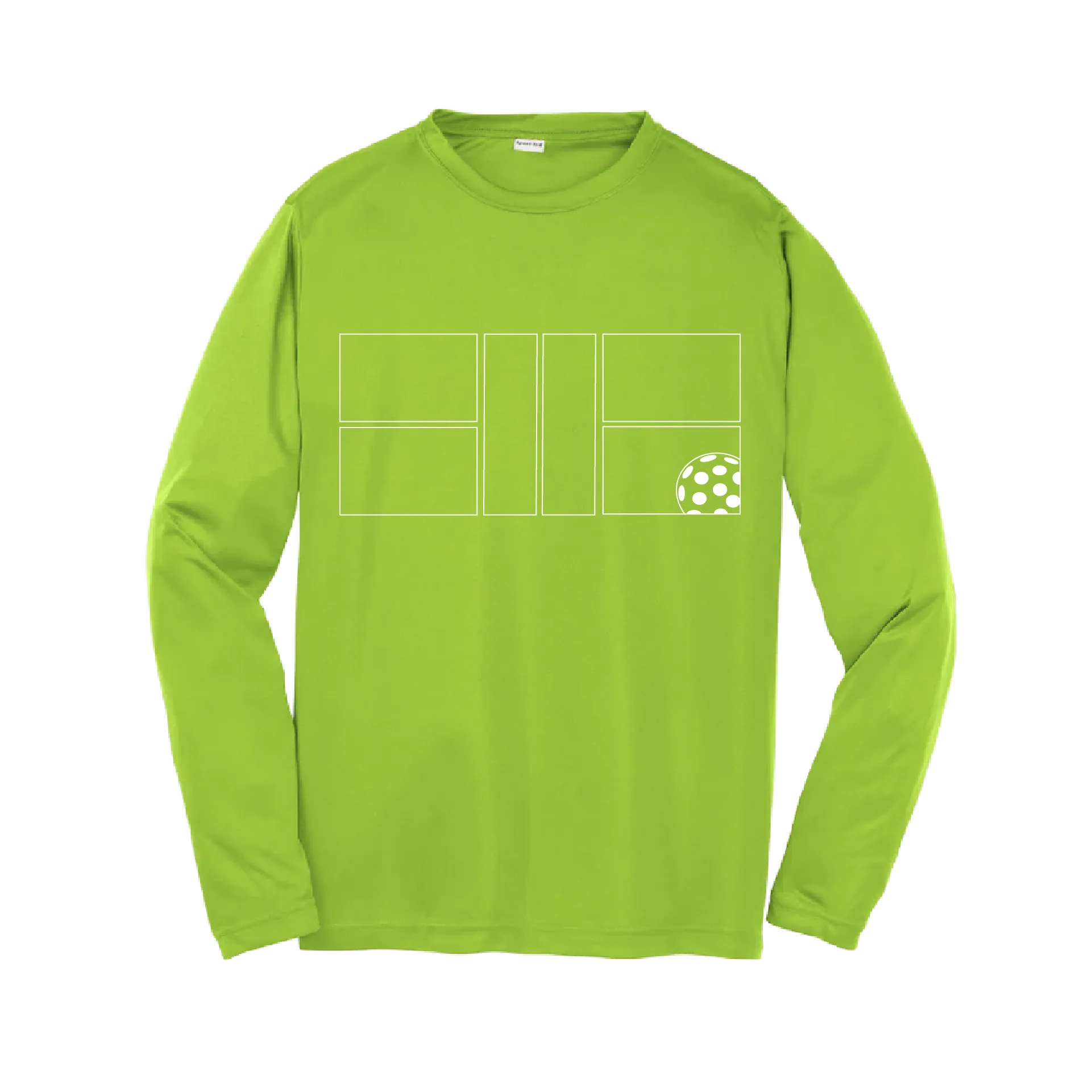 Pickleball Court with Pickleball | Youth Long Sleeve Athletic Shirt | 100% Polyester