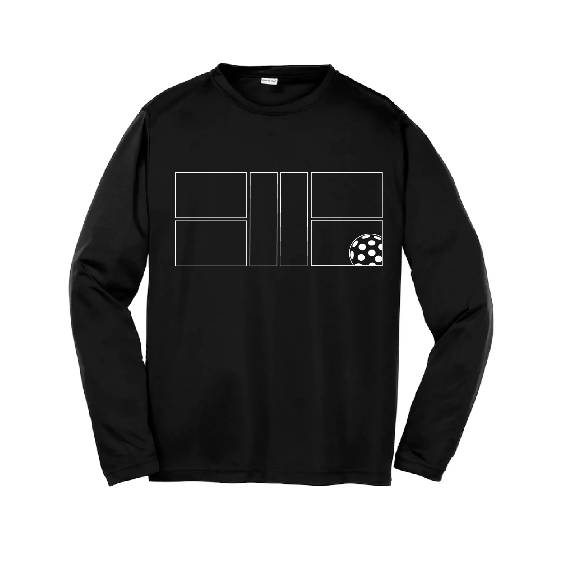 Pickleball Court with Pickleball | Youth Long Sleeve Athletic Shirt | 100% Polyester
