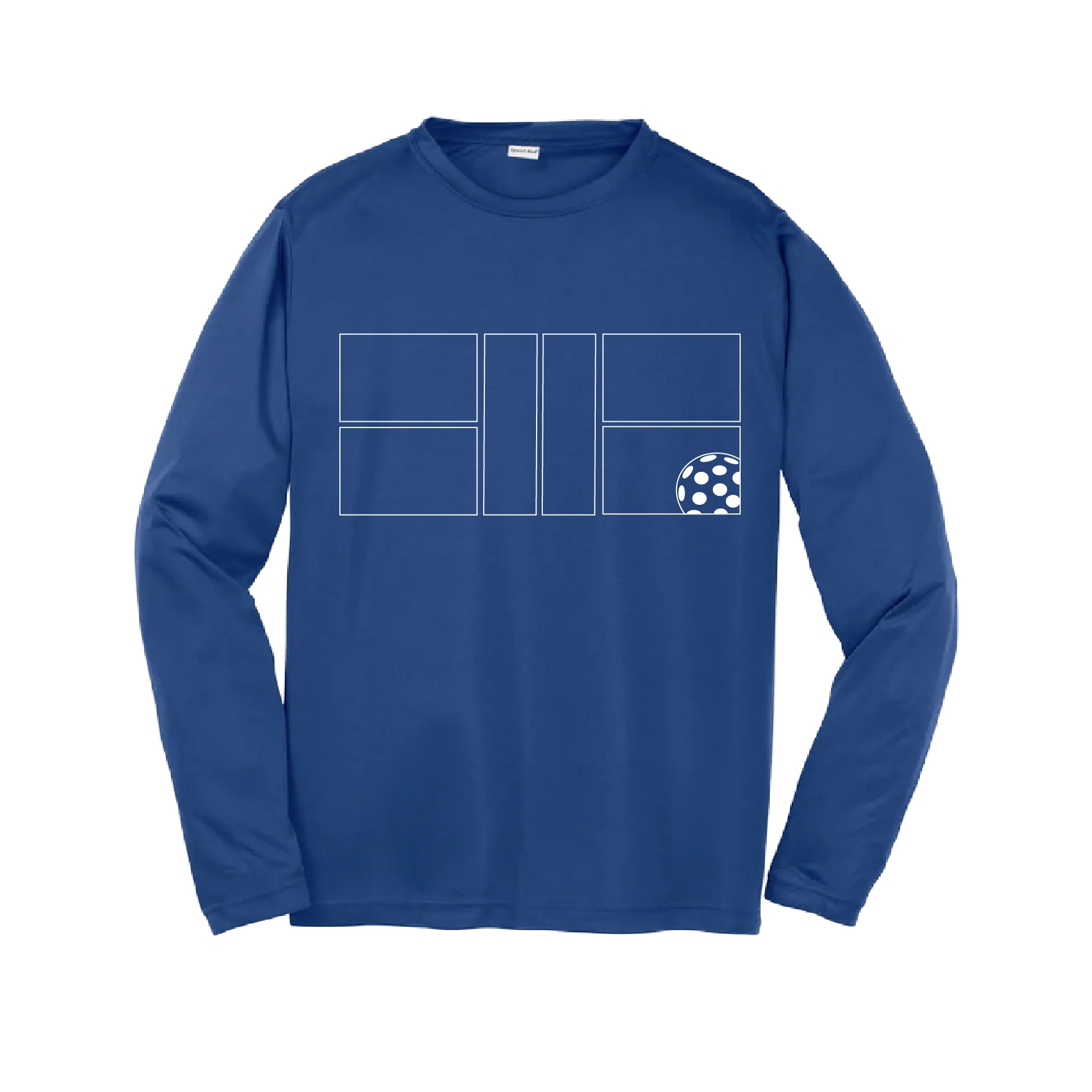 Pickleball Court with Pickleball | Youth Long Sleeve Athletic Shirt | 100% Polyester