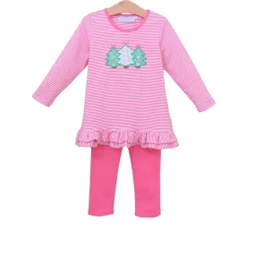 Pink Striped Christmas Tree Set
