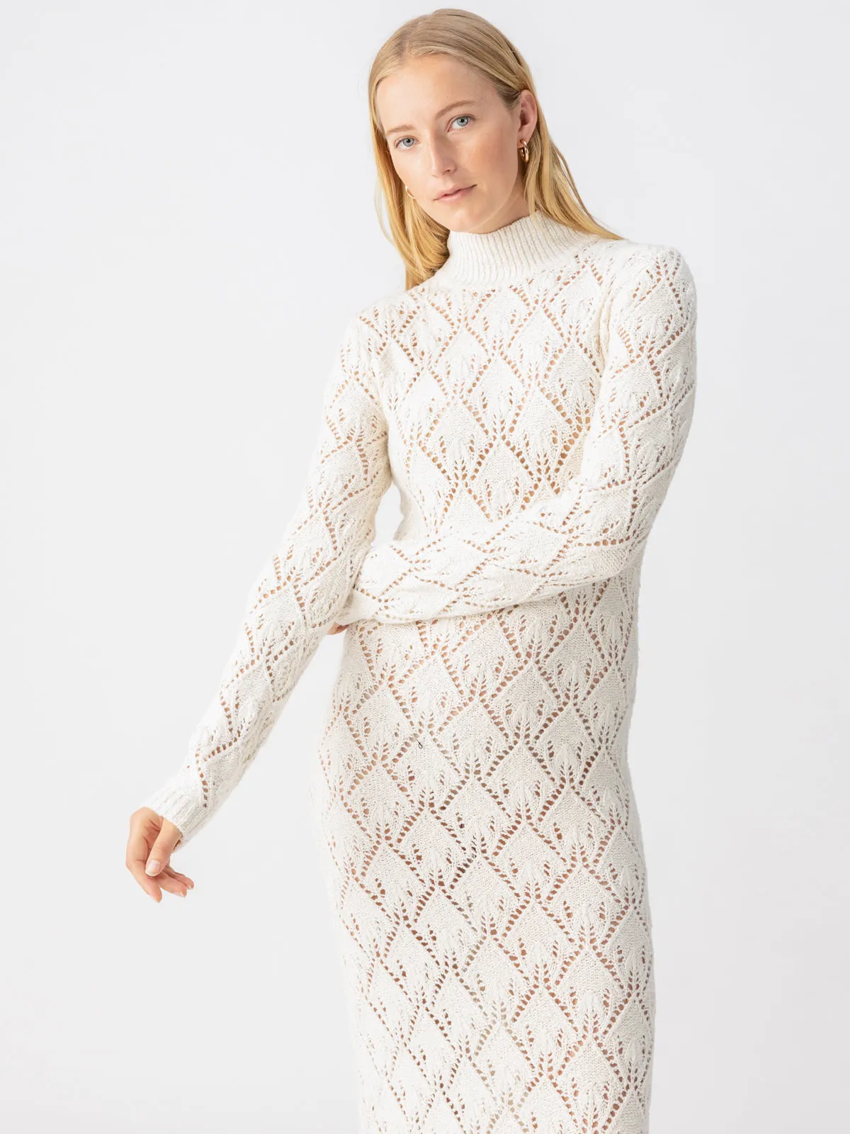 Pointelle Sweater Maxi Dress Eco Natural