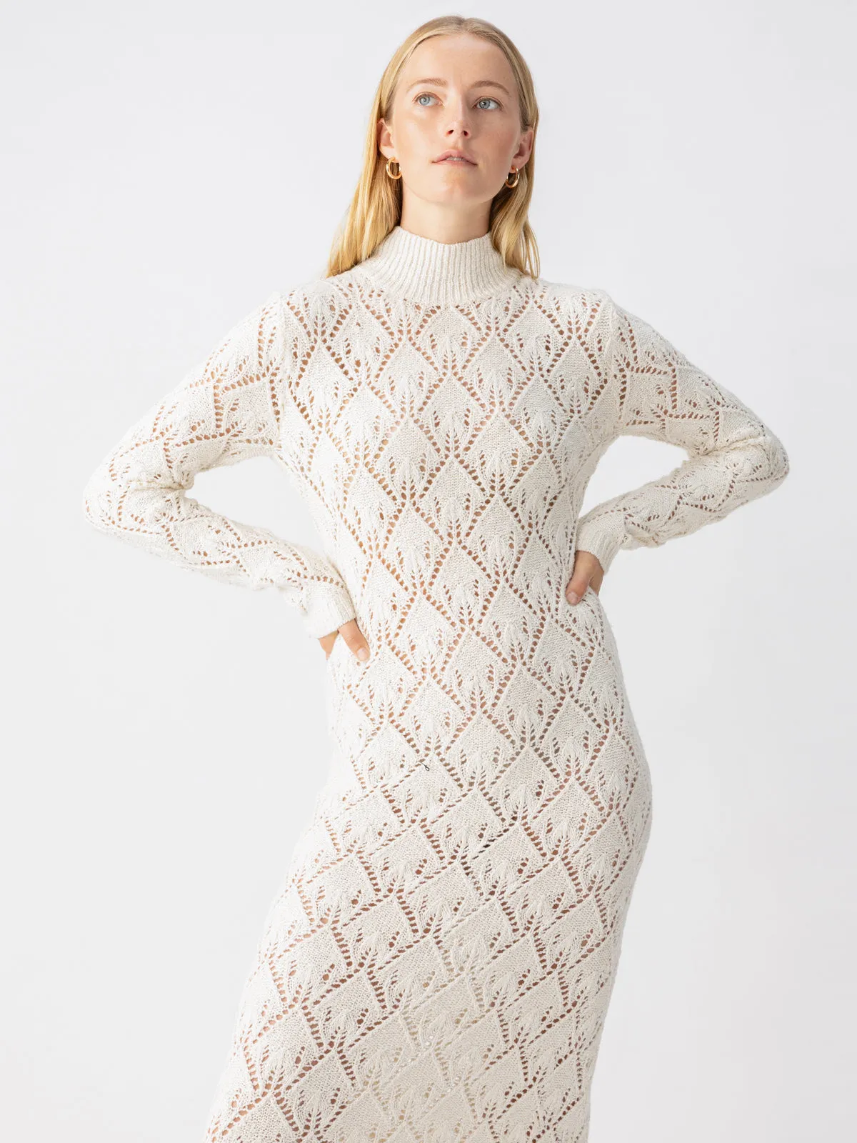 Pointelle Sweater Maxi Dress Eco Natural