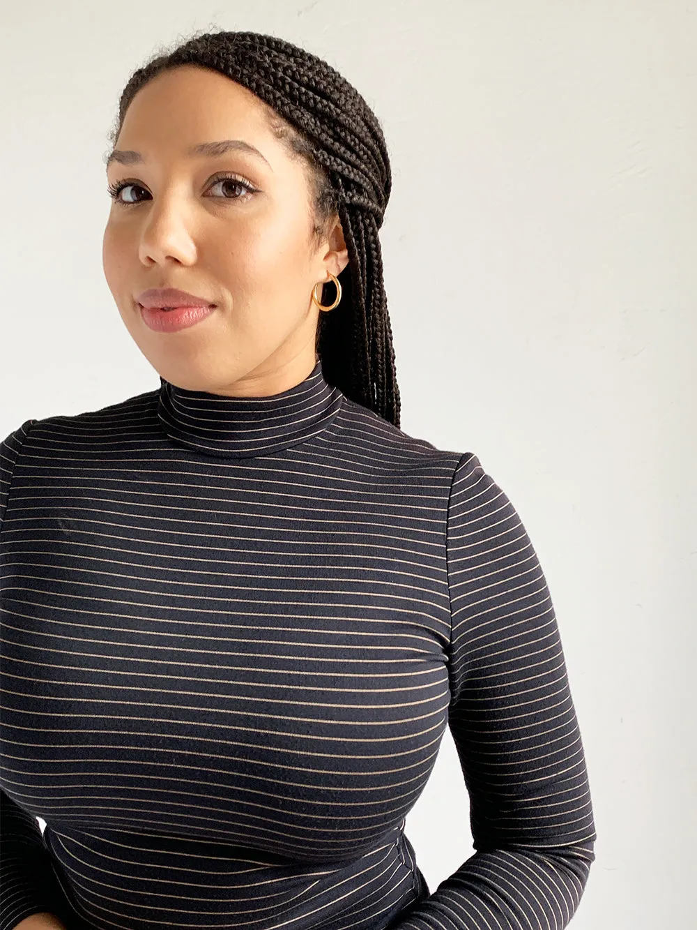 PS Black and Tan Striped Top Sweater Dress