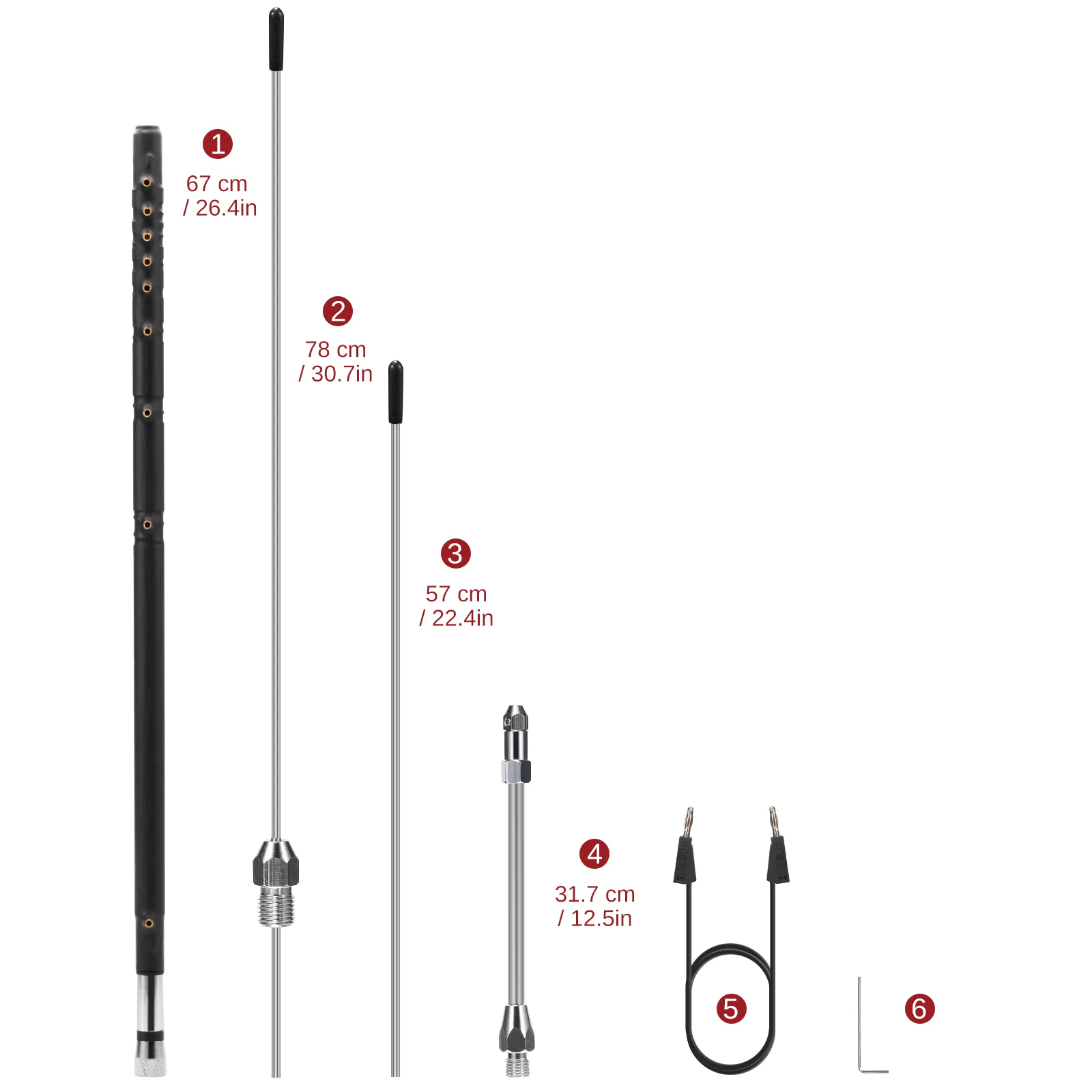 Radioddity HF-008 Portable Telescopic Antenna | VHF/HF(6M-80M) | 3.5-50MHz | SWR 1.0-1.5 | PL-259/SL16-K Interface