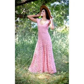 Rose Lace Wide Leg Jumpsuit with Strappy Back