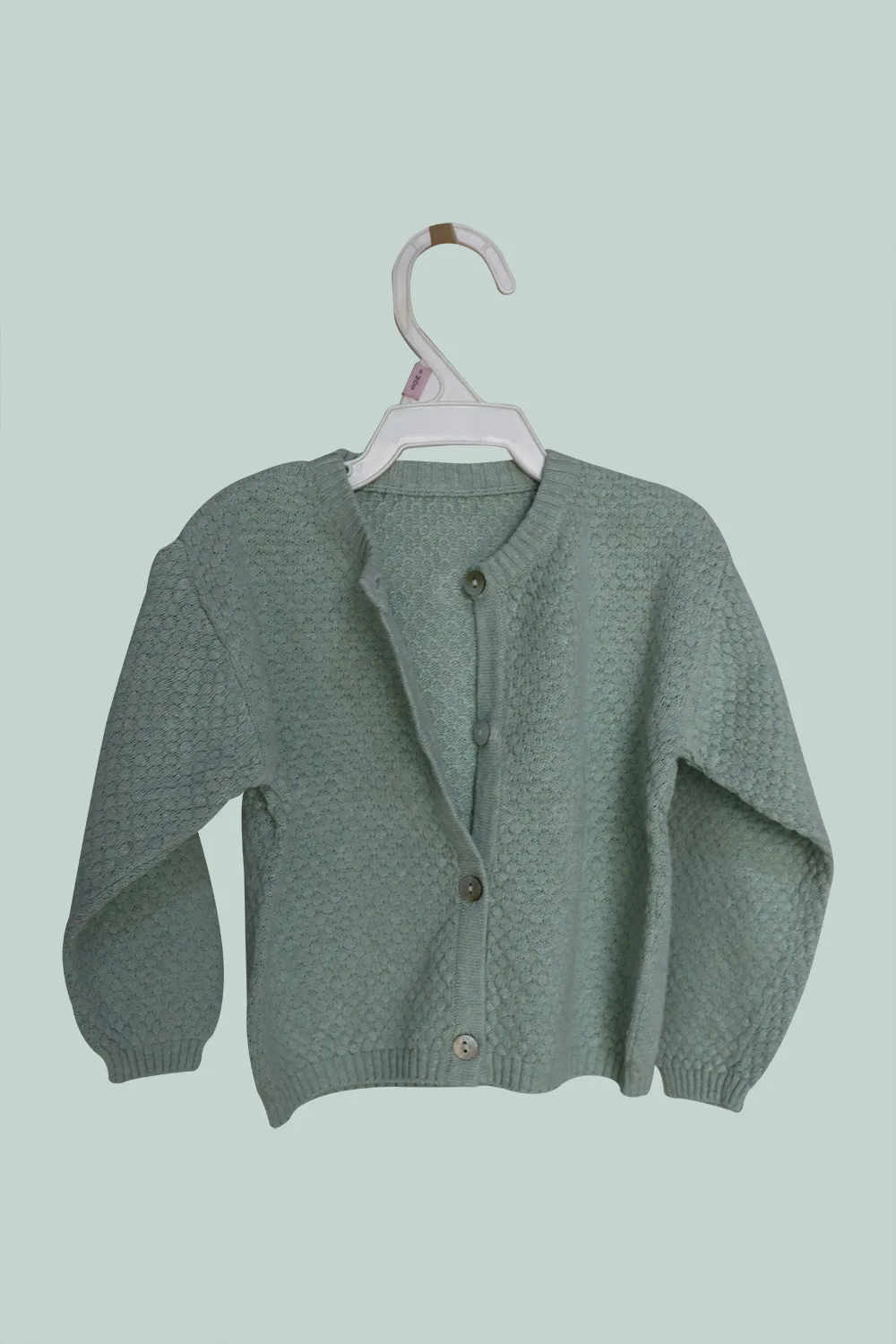 Sea-Green Angrakha Sweater for Baby I 100% Organic Cotton