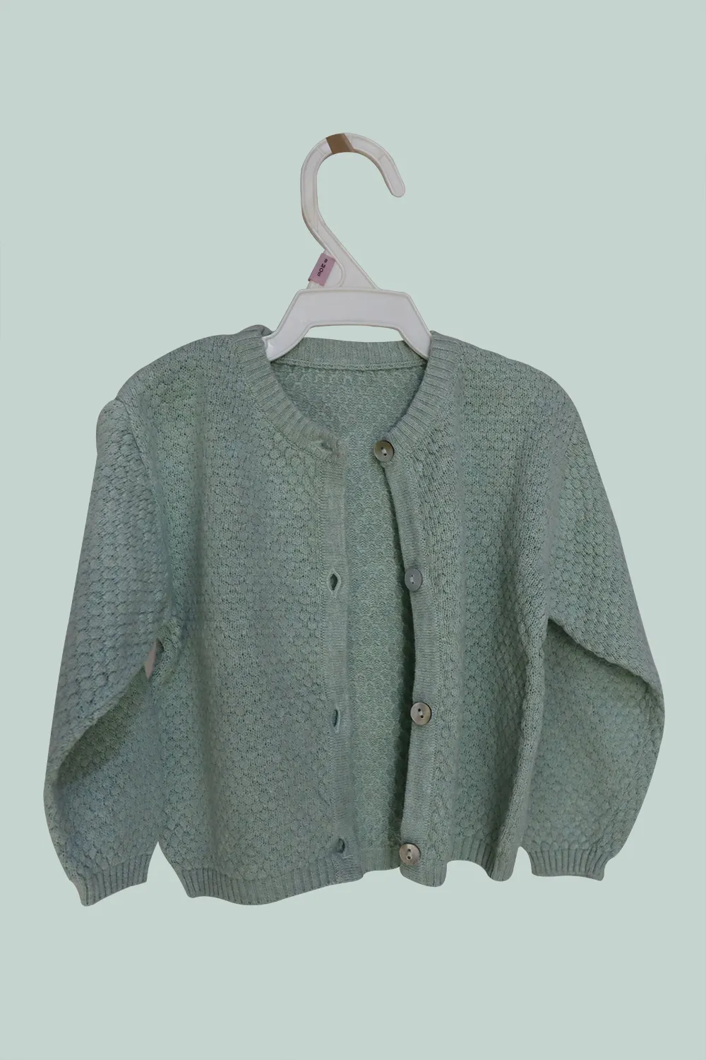 Sea-Green Angrakha Sweater for Baby I 100% Organic Cotton