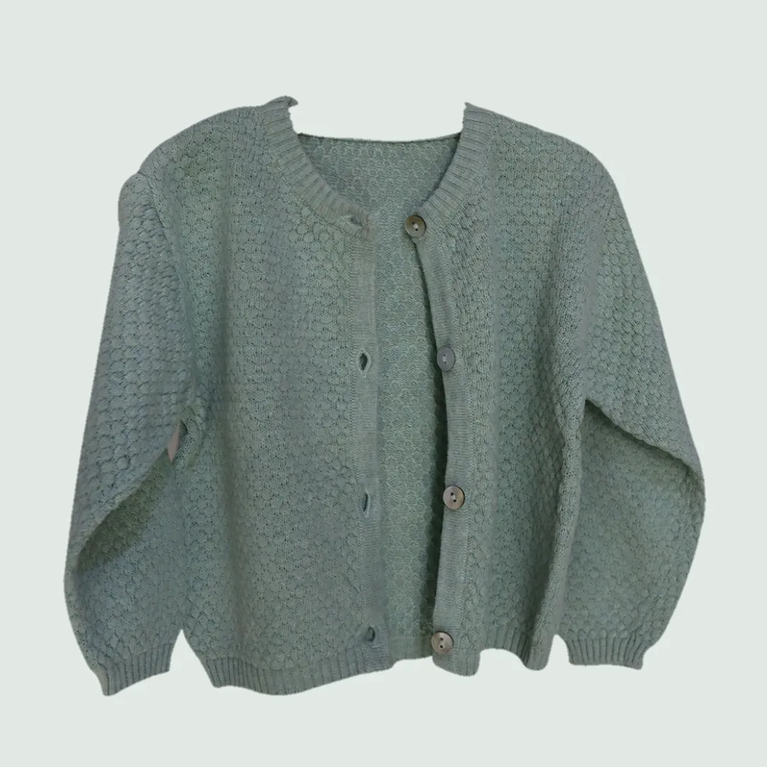 Sea-Green Angrakha Sweater for Baby I 100% Organic Cotton