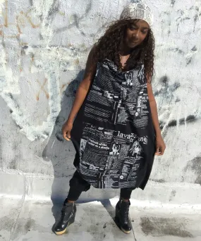 Season less Scarf dress . Lavazzon Newsprint  convertible dress. One size . Unisex