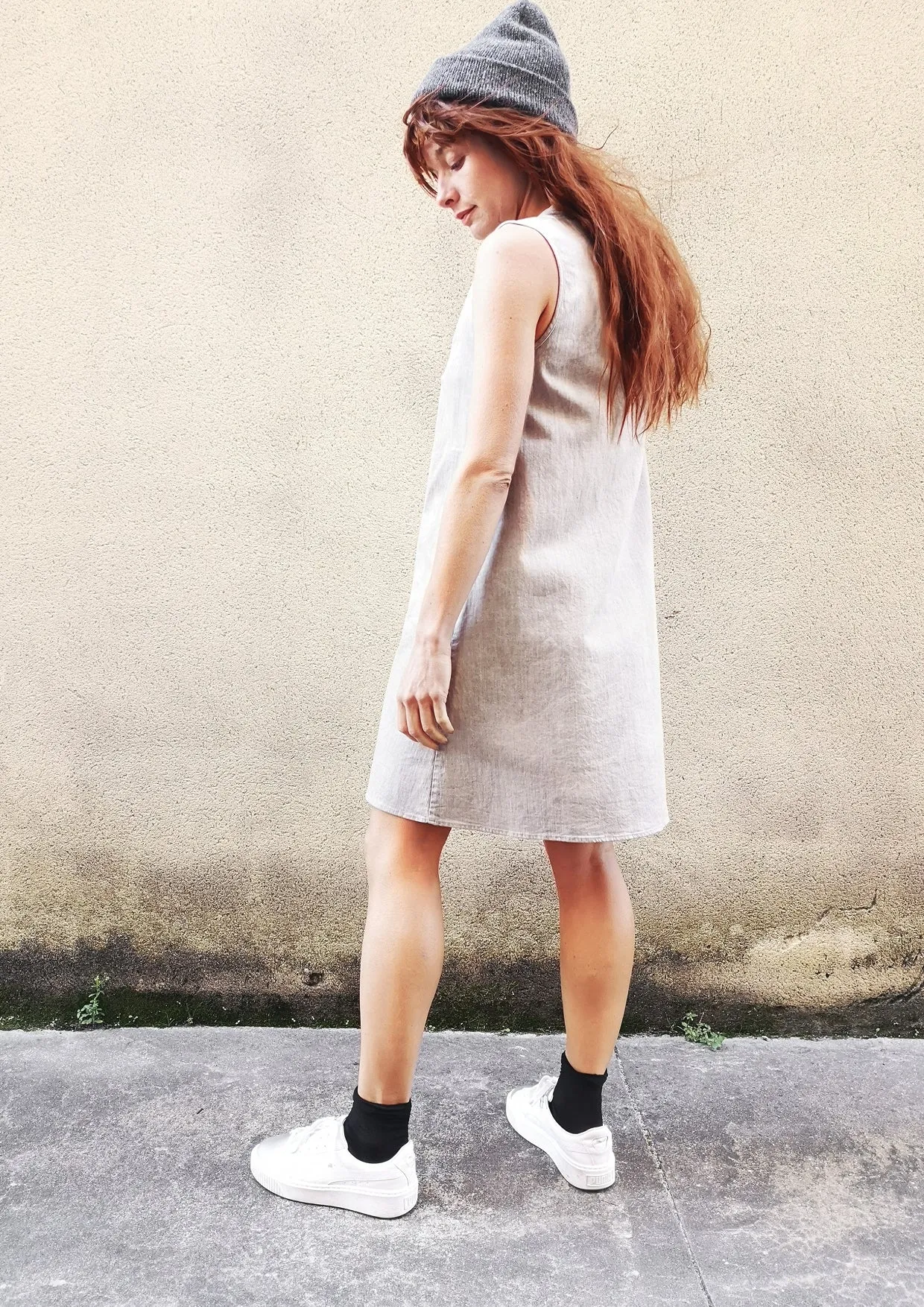 SHIRT/DRESS SLEEVELESS - DENIM light grey washed