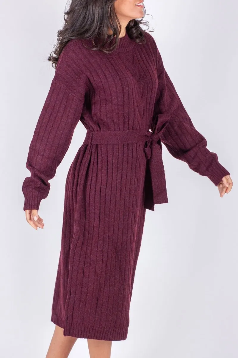 SIMONE DRESS 42" (BURGUNDY)