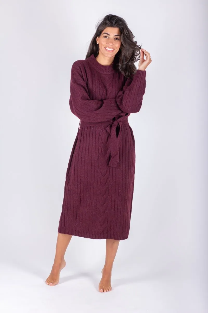 SIMONE DRESS 42" (BURGUNDY)