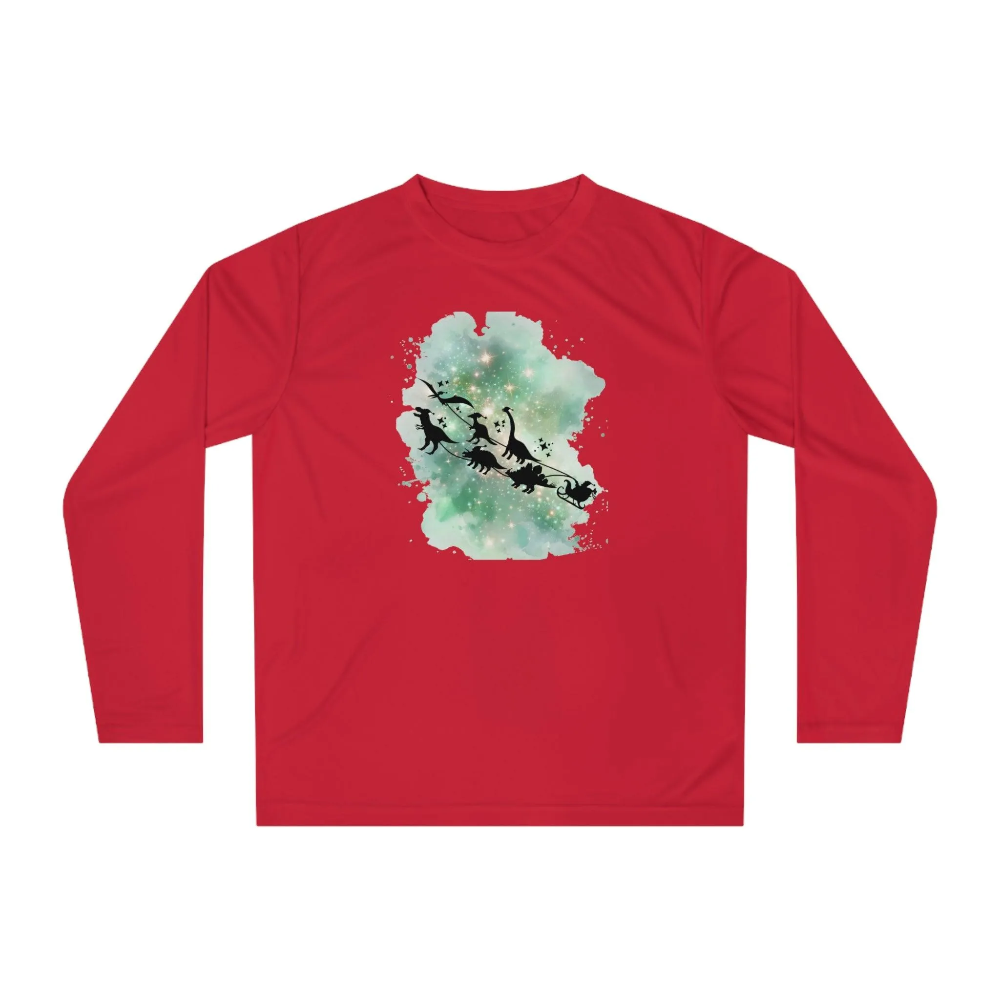 T-Shirt Manga Larga Trineo Papa Noel con Dinosaurios/T-Shirt Divertida