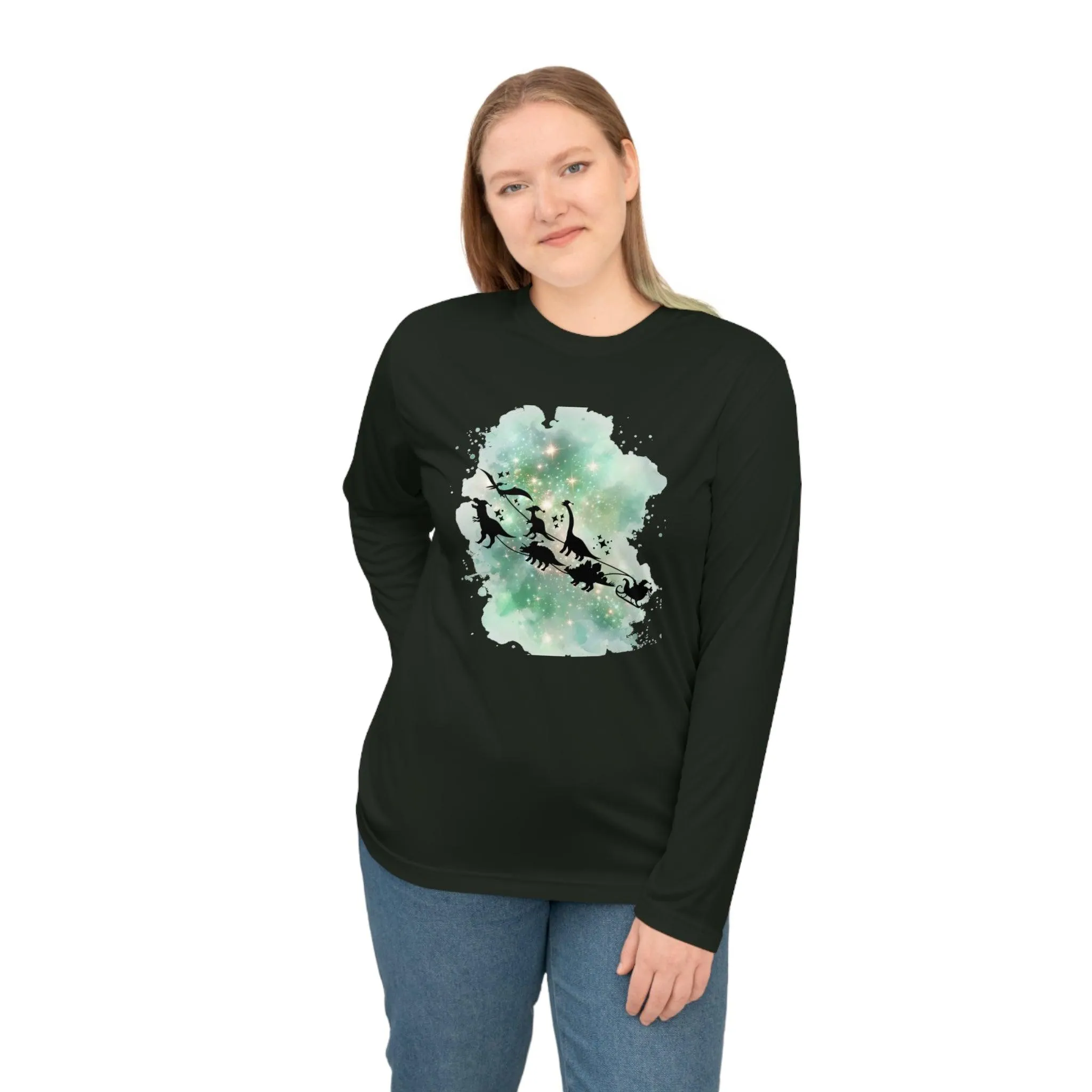 T-Shirt Manga Larga Trineo Papa Noel con Dinosaurios/T-Shirt Divertida