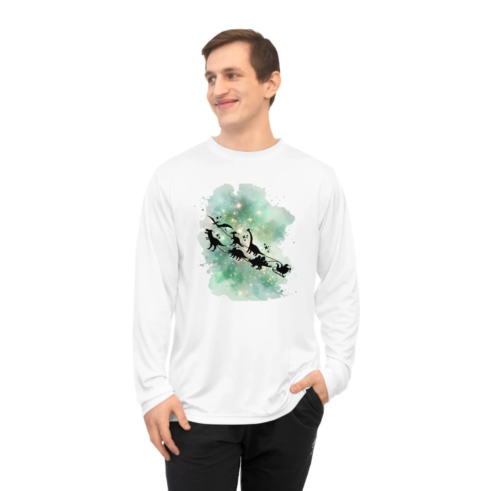 T-Shirt Manga Larga Trineo Papa Noel con Dinosaurios/T-Shirt Divertida