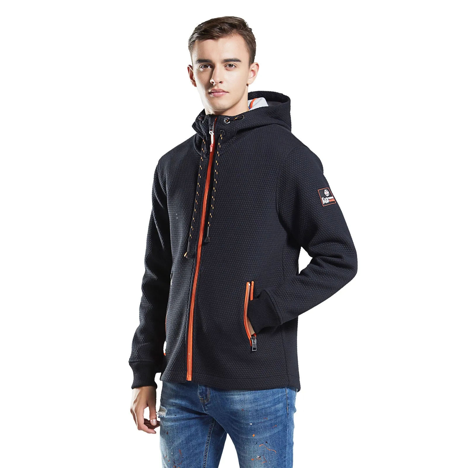 Textured Bonded Knit Hooded Jacket