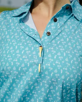 The Afternoon Round - Aqua - Ladies Sleeveless Golf Polo