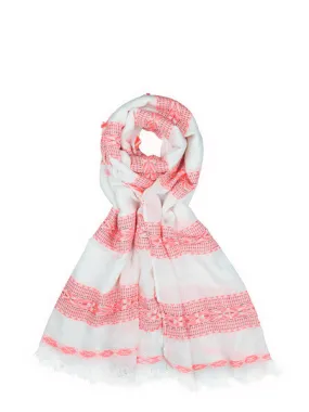 WHITE AND PINK STRIPED SCARF