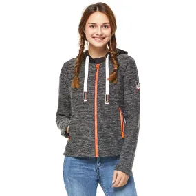 Women's Knit Bond Fur Hoodie Sweatshirt Ladies Hooded Zip-Up Jacket